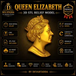 Queen Elizabeth Crown Portrait STL for Coin Design 3D print model