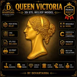 Queen Victoria Portrait Relief STL Model 3D print model