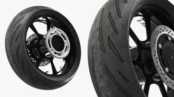 Rear Motorcycle Wheel with Drive Sprocket Black 3D model