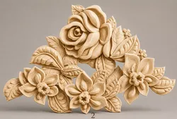 Rose and Blossom Carved Wall Ornament 3D model