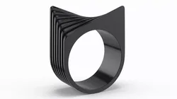 Sculptural Minimalist Design Ring Black 3D model