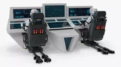 Spaceship Cockpit Interface With Seated Pilots White 3D model