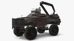 Survival Vehicle With Crane 3D model