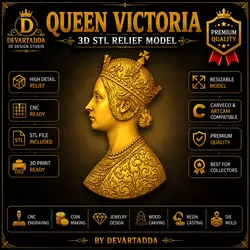 Victorian Queen Crown Portrait STL 3D print model