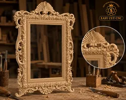 Vintage Royal Mirror CNC Frame STL File 3D model