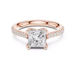 2CT Princess Cut Diamond Engagement Ring ALL SIZES STL Video 3D print model