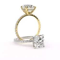 Cushion cut diamond engagement ring 3D print model