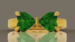 Fashion bow tie diamond ring with heart shape diamonds 3D print model