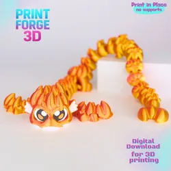 Long Flame Dragon Flexi | Print-in-Place Articulated | No Supports