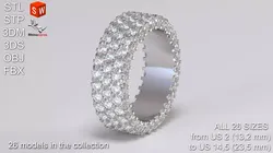 Ring with diamonds 3D print model