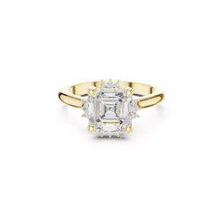 Elegant Asscher Cut Diamond Halo Engagement Ring CAD 3D print model
