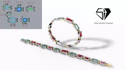 Imperial Diamond printable cad jewelry Bangle bg0080 3D print model