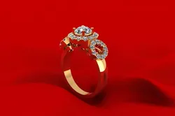 Three Halo Wedding Ring TH30 3D print model