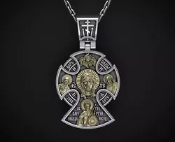 A LARGE ORTHODOX CROSS WITH IMAGES OF SAINTS Printable Model 3D print model
