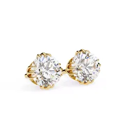 Solitaire Diamond Earring with render and detail images 5 3D print model
