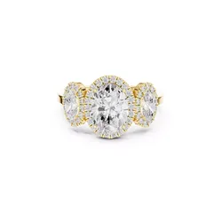 Classic Oval Three Stone Halo Engagement Ring 3D print model