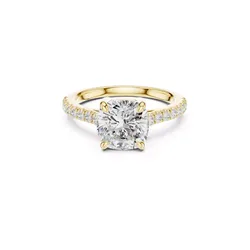 Cushion Cut Diamond Solitaire Engagement Ring CAD 3D print model