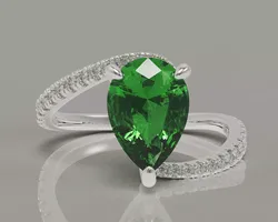 Pear shape hidden halo bypass engagement ring 3D print model