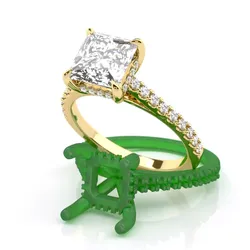 Princess cut diamond engagement ring with belt 3D print model