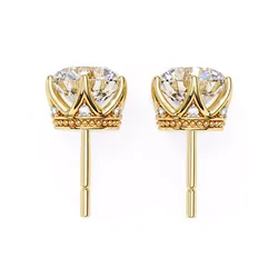 Solitaire Diamond Earring with render and detail images 3 3D print model