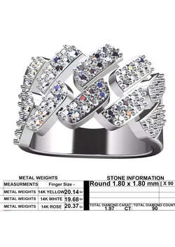 Bold Chain Link Diamond Band Ring 3D Jewellery STL  3D print model