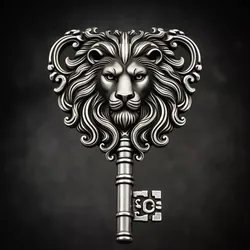 Lion key pendant gold silver brooch 3D print model