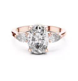 Three Stone Oval Pear Cut Engagement Wedding Ring 3DM STL Video 3D print model