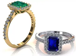 Halo Ring 1ct Emerald Cut 3D print model