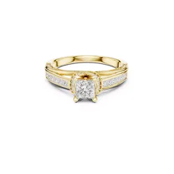 Jewelry Princess Cut Diamond Engagement Ring CAD 3D print model