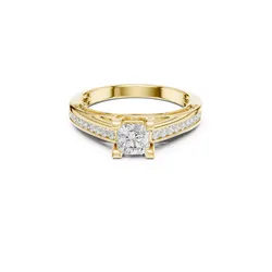 Luxury Princess Cut Diamond Engagement Ring CAD 3D print model