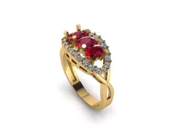 ruby and diamond ring 3D print model