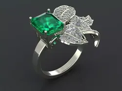 Emerald ring with leaves  3D print model