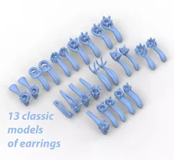 101215 Pack of 13 classic earrings 3D print model