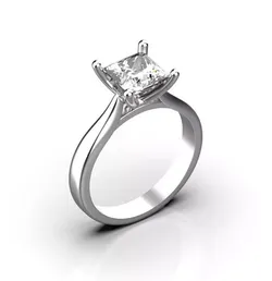 Engagement ring with square stone Princess cut engagement ring  3D print model