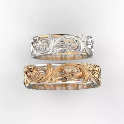 Flower ornamenr rings pair 3D print model