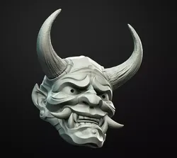 Hannya Mask Pendant Magnet 2 Oni Mask Samurai Mask 3D print model