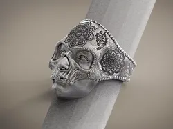 Ring Skull Mandala Mehndi  Buddism  India Openwork STL for 3d  3D print model
