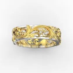 Ring with floral ornament 3 3D print model