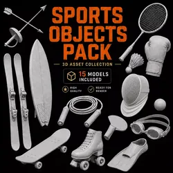 15 Sports objects Models Pack  3D model