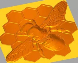 3D Bee Relief STL Model with Honeycomb Pattern for CNC Carving 3D model