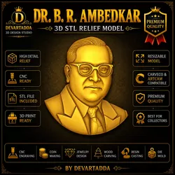 Ambedkar 3D Relief Model STL ArtCAM CNC File 3D print model