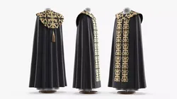 Christian Liturgical Vestment with Stole Black Gold 3D model