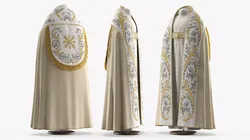 Christian Liturgical Vestment with Stole White Gold 3D model
