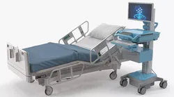 Clinical Workstation Cart with Patient Bed 3D model