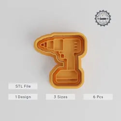 Cordless Drill Shape Cutter & Stamp, Perfect for Cookies & Fondant, Includes S/M/L Sizes, 6 Pieces Set