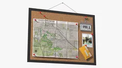 Detective Cork Board with Evidence Notes 3D model