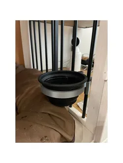 Dog bowl holder for dog cage