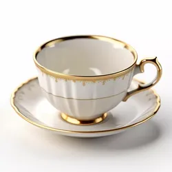 Elegant Gold Trim Teacup Set 3D model