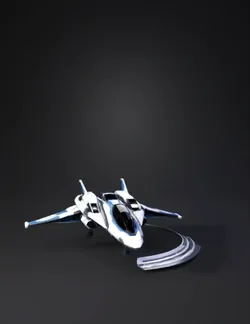 futuristic spacecraft with blue accents white and gray armor plating