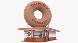 Giant Donut Sign Bakery Building 3D model